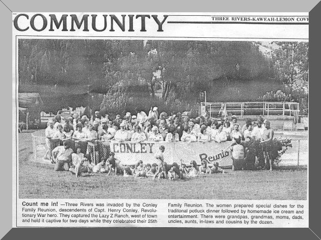 Conley Reunion newspaper article